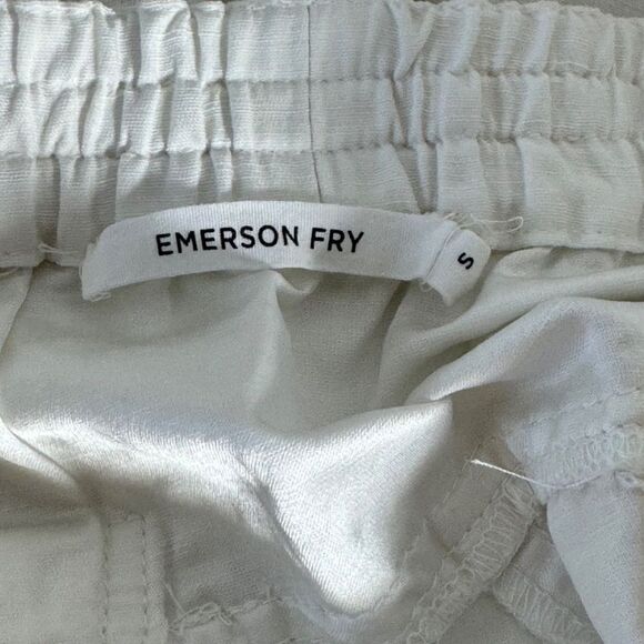 Emerson Fry White Linen/Modal Blend Pull On Crop Pants Sz S - Picture 8 of 8